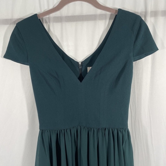 NEW Dress the Population [ XXS ] Corey Chiffon Fit & Flare‎ Dress PINE Green - Picture 8 of 12